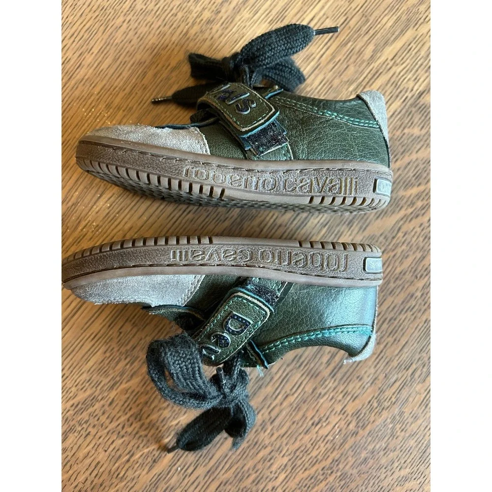 Roberto Cavalli Devil's Toddler Shoes – Leather – Green & Gray –‎ EU 22 / US 6